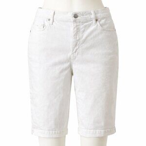 Gloria Vanderbilt White Denim Shorts – Size 14 – Slimming Fit – NEW (Washed, Nev